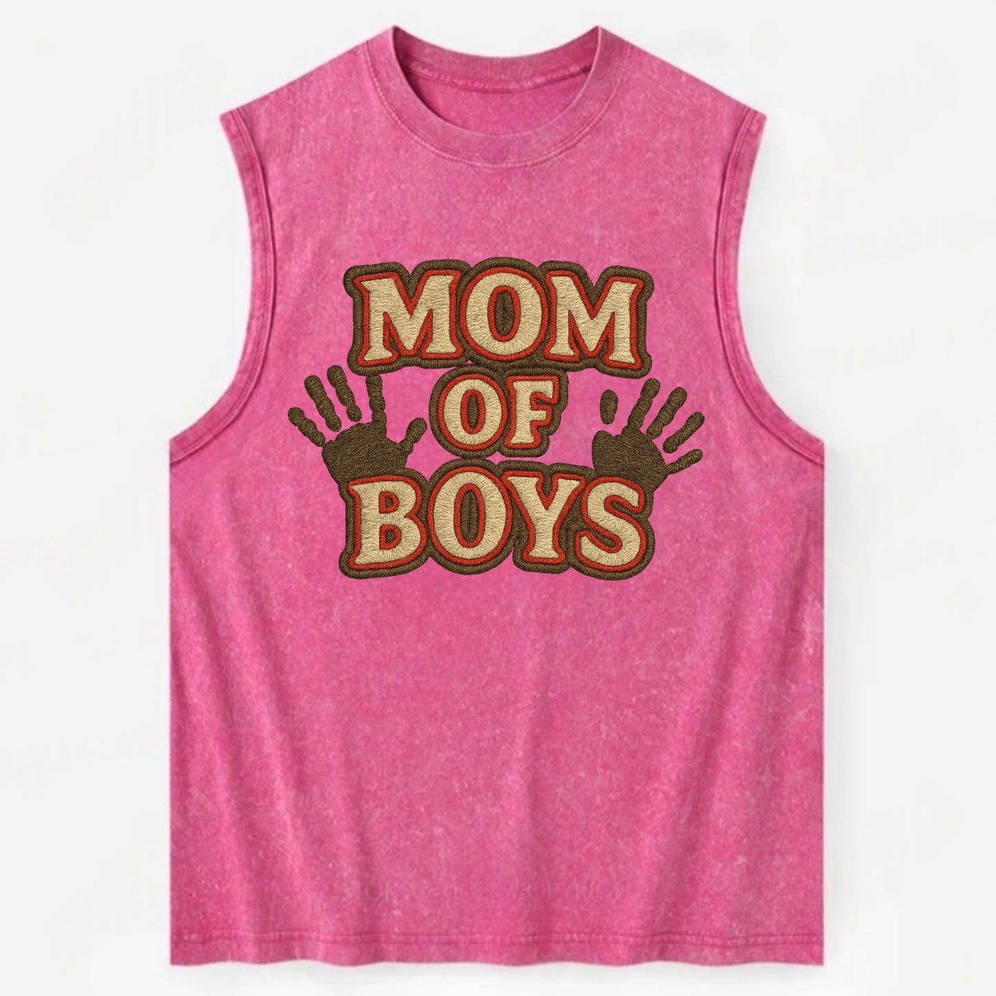 Mom Of Boys  - Vintage Washed Tank - Pink