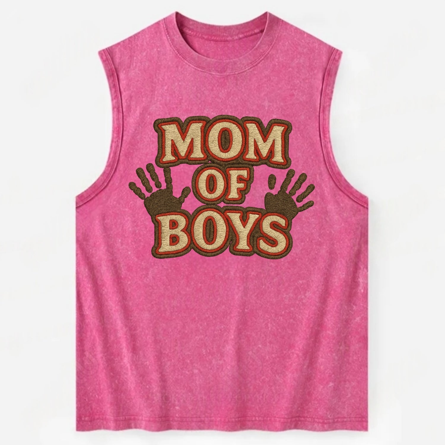 Mom Of Boys  - Vintage Washed Tank - Pink