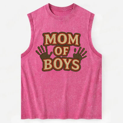 Mom Of Boys  - Vintage Washed Tank - Pink