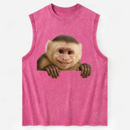Capuchin Monkey  - Vintage Washed Tank - Pink