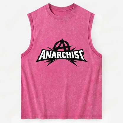 Bold typography design - "ANARCHIST" - no masters, self-governed - Vintage Washed Tank - Pink