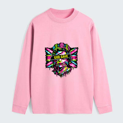 GOD SAVE | Torn royal portrait style | Blackout bar across eyes | - Classic Long Sleeve Shirt - Pink