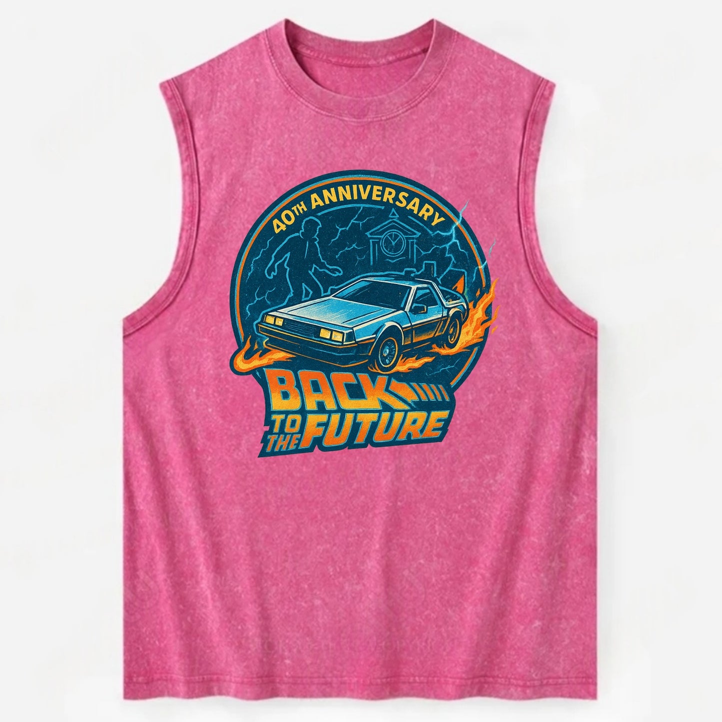 Back To The Future 40th Anniversary - Vintage Washed Tank - Pink