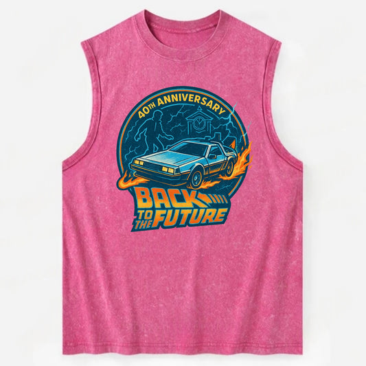 Back To The Future 40th Anniversary - Vintage Washed Tank - Pink