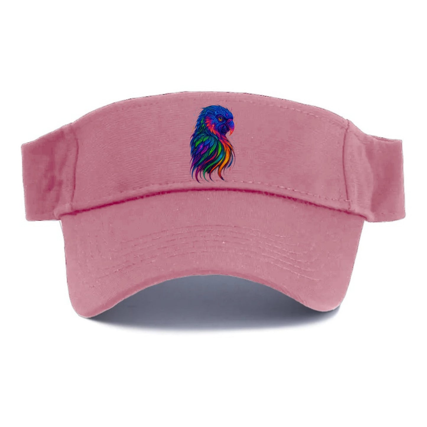 Vibrant parrot with feathers flowing into tropical rainbow streams, every color of the - Visor - Pink