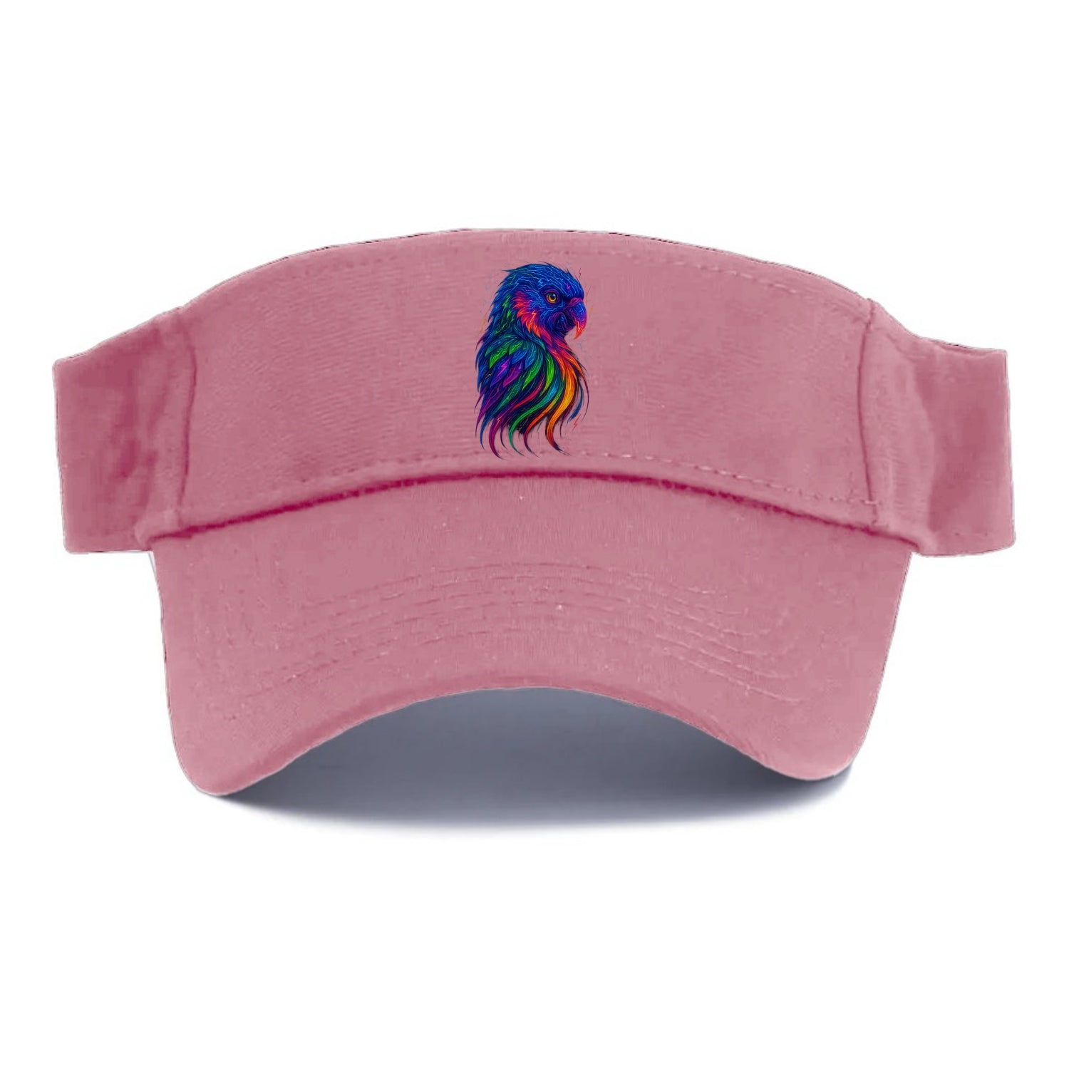 Vibrant parrot with feathers flowing into tropical rainbow streams, every color of the - Visor - Pink