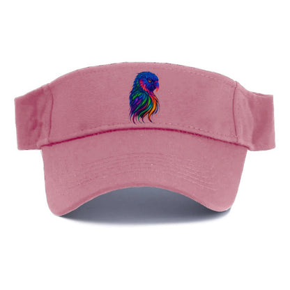 Vibrant parrot with feathers flowing into tropical rainbow streams, every color of the - Visor - Pink