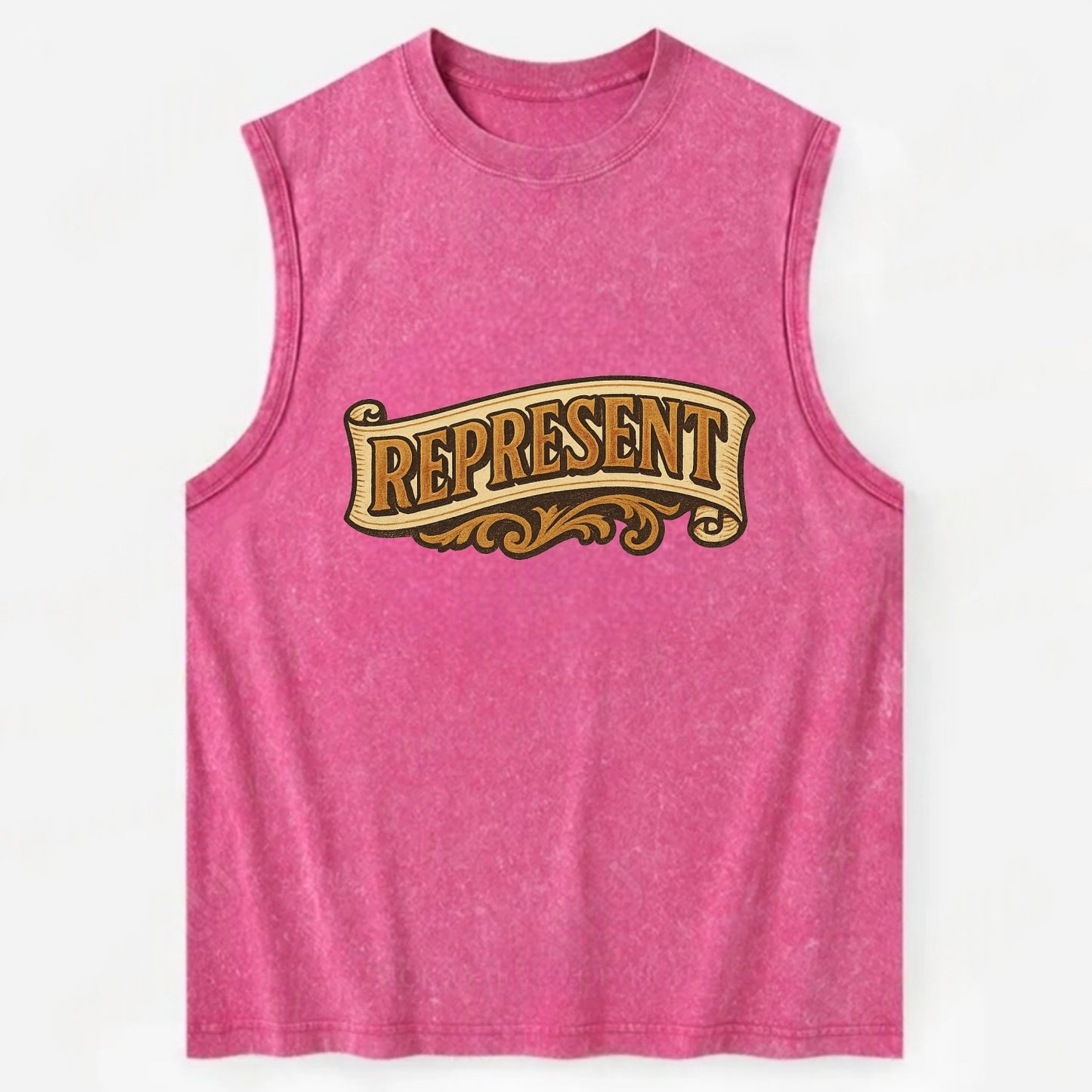 Bold typography design - "REPRESENT" - showing where you from - Vintage Washed Tank - Pink