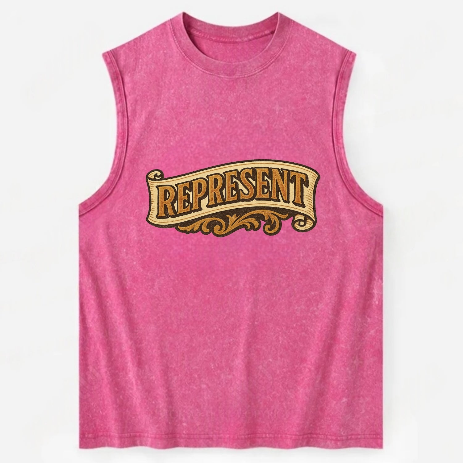 Bold typography design - "REPRESENT" - showing where you from - Vintage Washed Tank - Pink