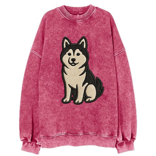 Pomsky - Pomeranian-Husky mix sitting po Vintage Sweatshirt