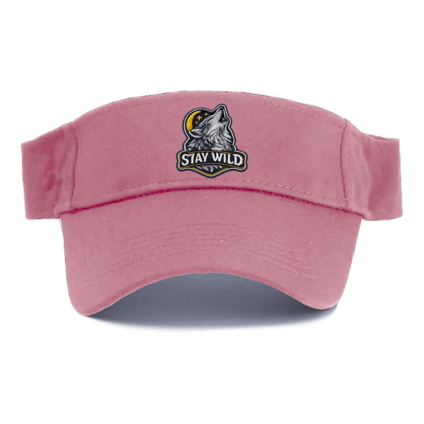 STAY WILD - wolf with text in gray , free spirit - Visor - Pink