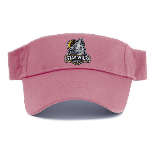 STAY WILD - wolf with text in gray , free spirit - Visor - Pink