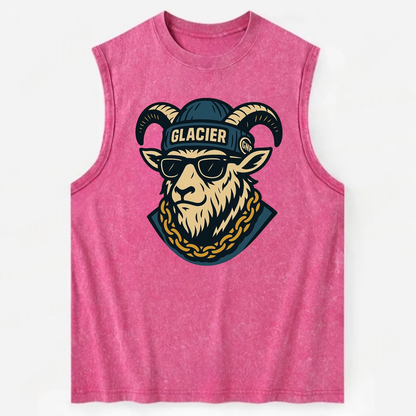 Glacier Mountain Goat - Vintage Washed Tank - Pink