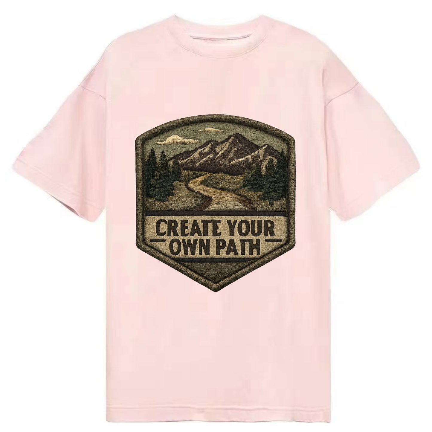 CREATE YOUR OWN PATH - trail with text in brown , independence - Classic T-shirt - Pink