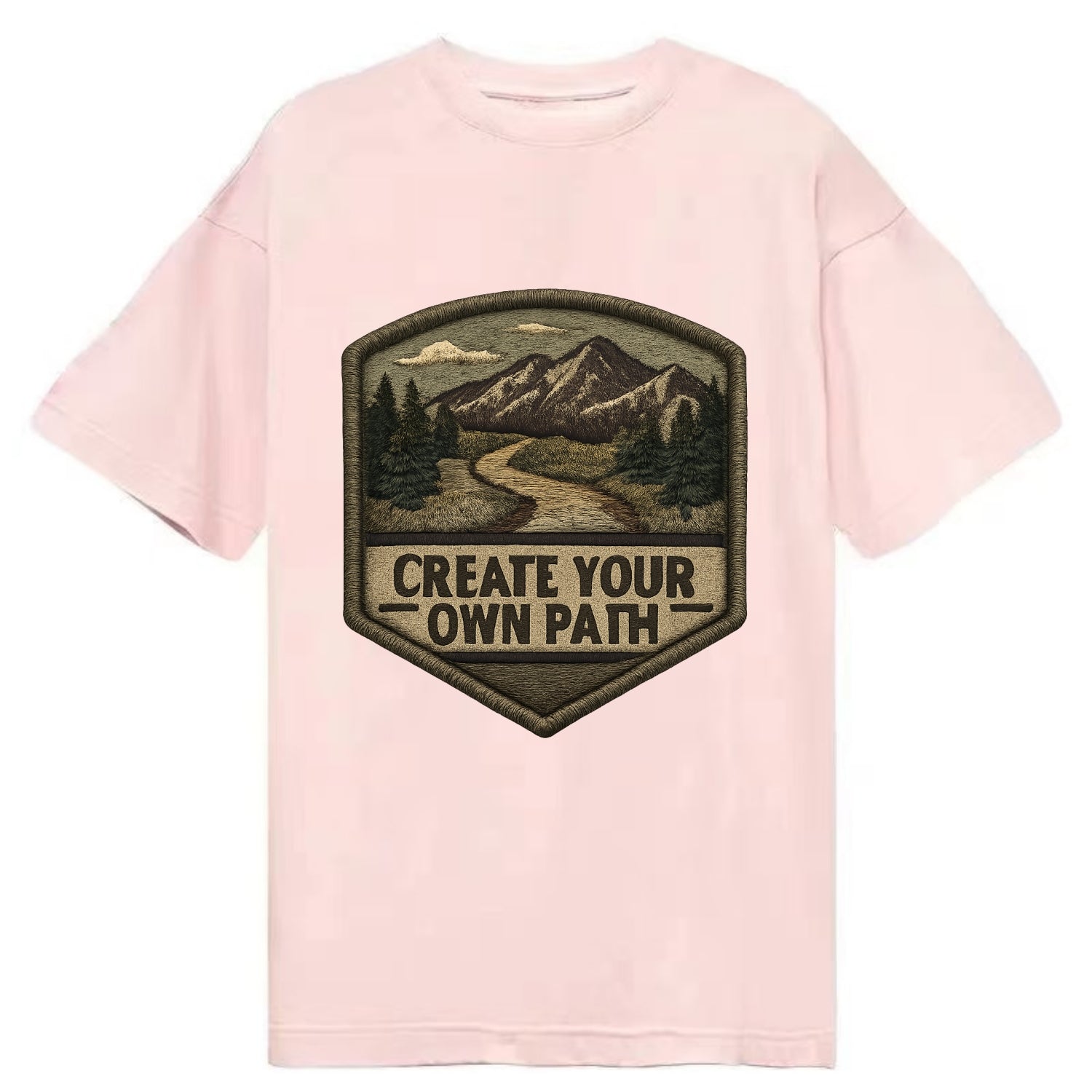 CREATE YOUR OWN PATH - trail with text in brown , independence - Classic T-shirt - Pink