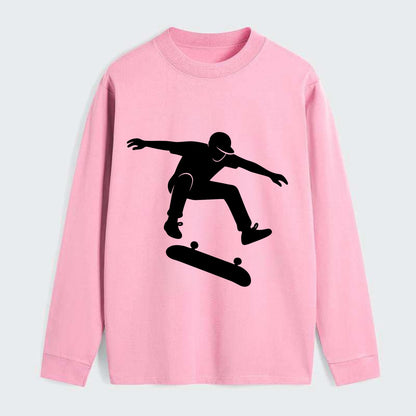 Skateboarder doing kickflip trick - Classic Long Sleeve Shirt - Pink