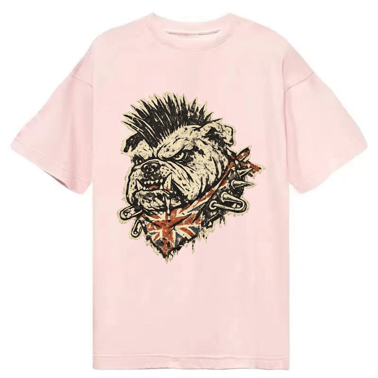 PUNK BULLDOG | British bulldog with mohawk | Safety pins through collar | Union - Classic T-shirt - Pink