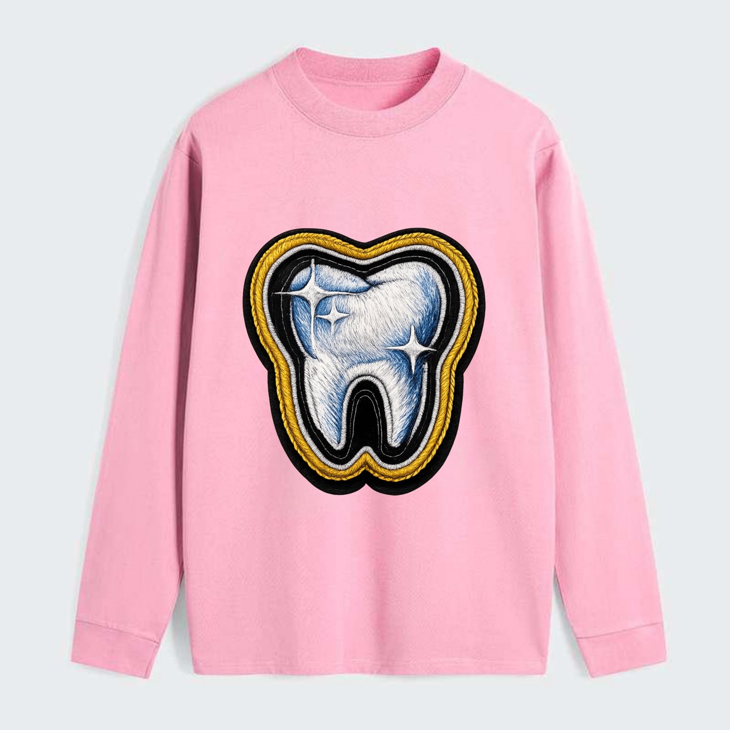 DENTAL TOOTH - molar with sparkle in white and blue , dentist - Classic Long Sleeve Shirt - Pink