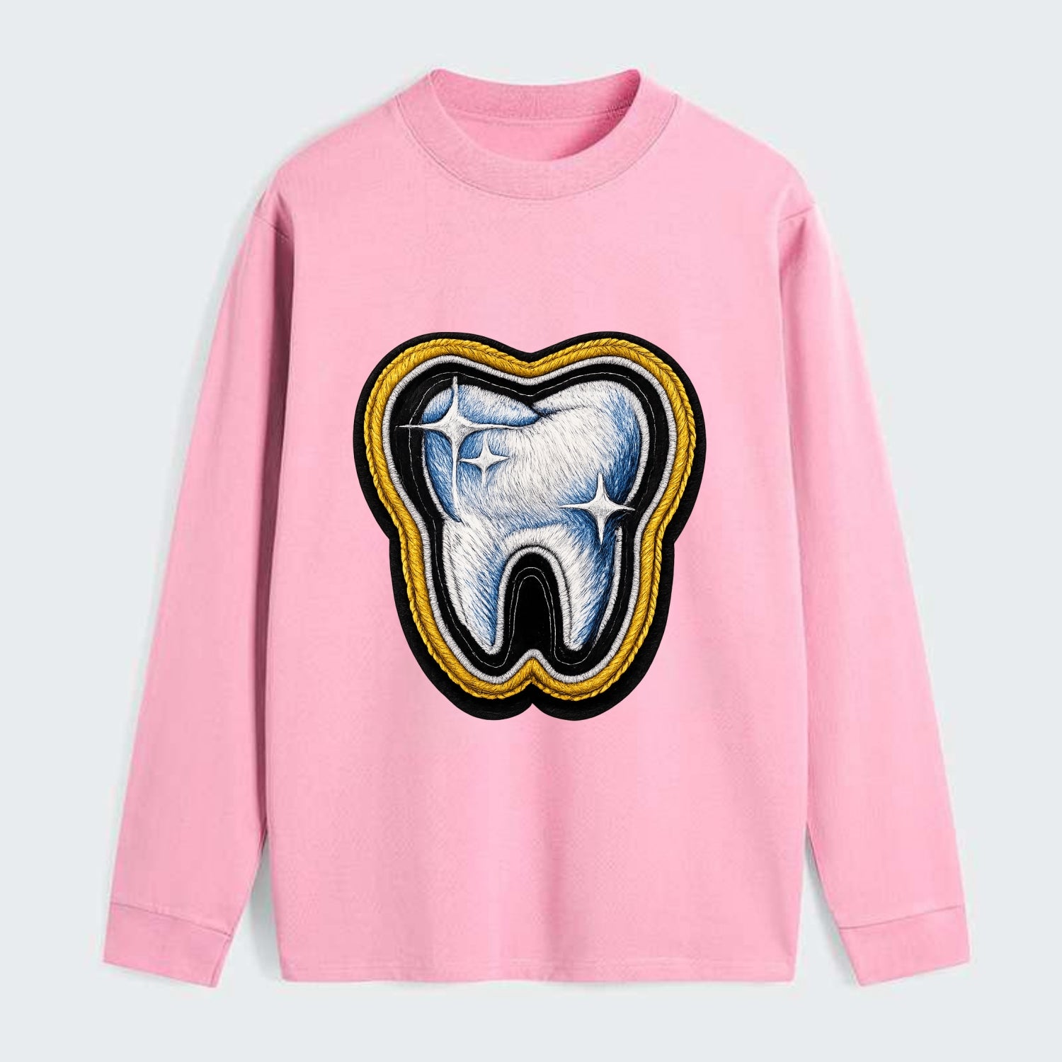 DENTAL TOOTH - molar with sparkle in white and blue , dentist - Classic Long Sleeve Shirt - Pink