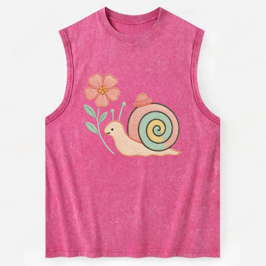 Coral Snail - Vintage Washed Tank - Pink