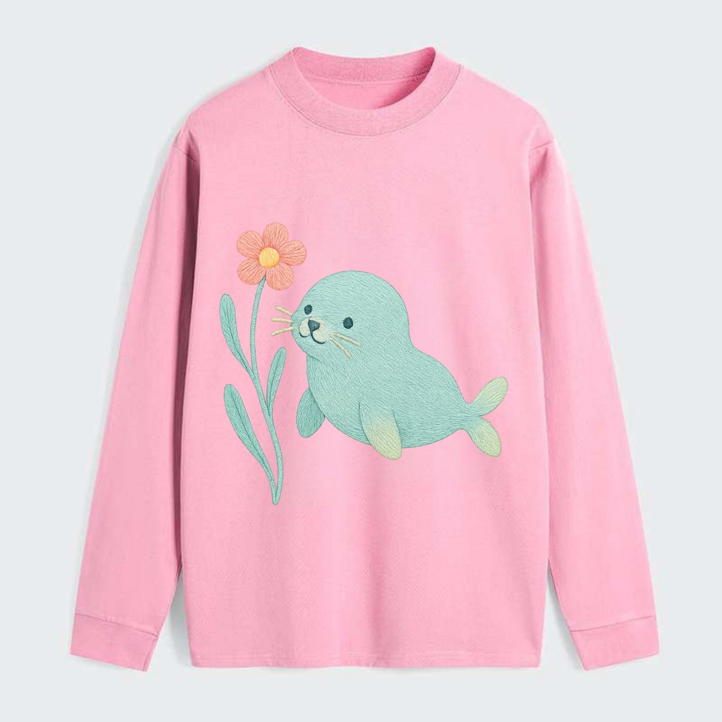 Mint Seal Pup - Classic Long Sleeve Shirt - Pink
