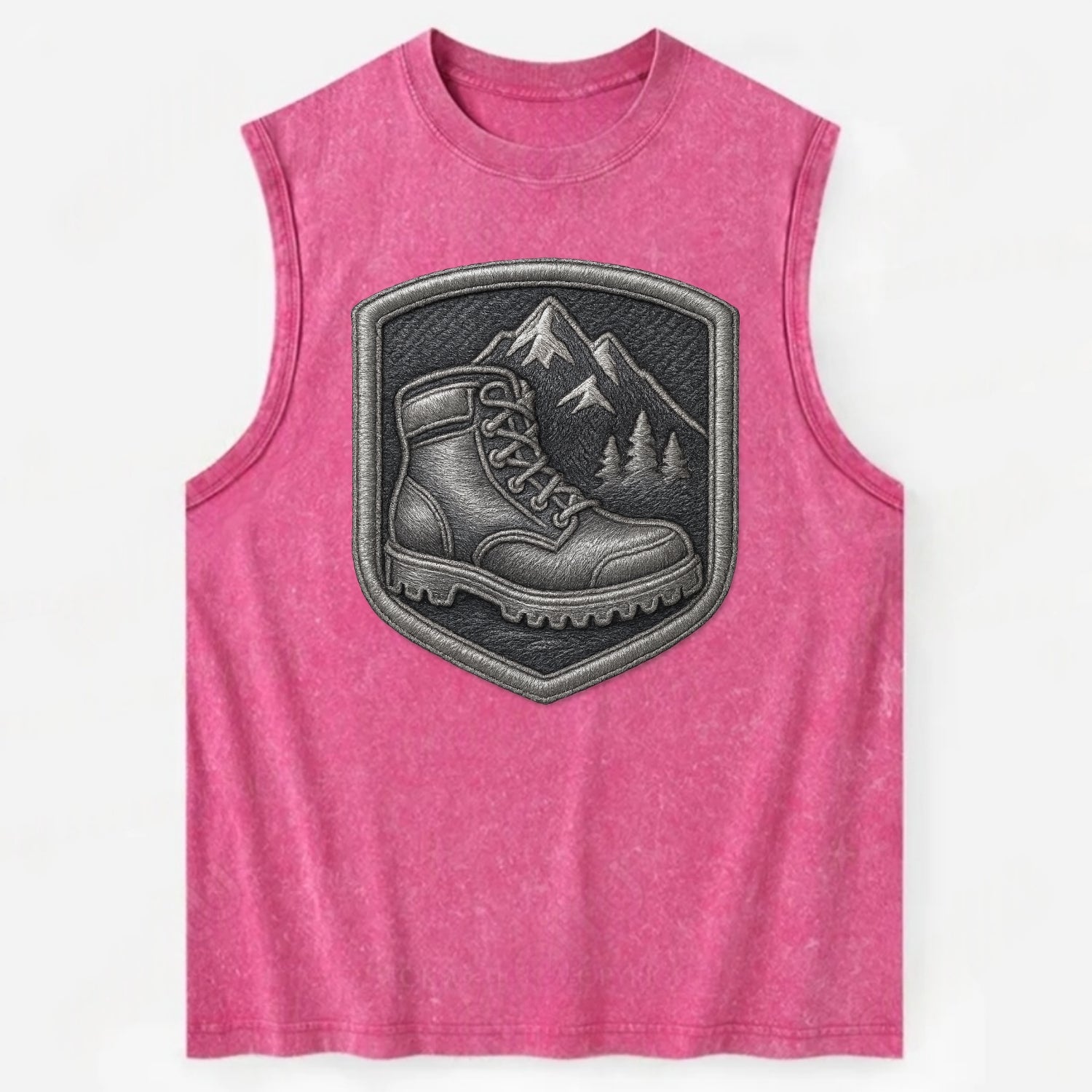 Hiking boots with mountain peak - hiker pride - Vintage Washed Tank - Pink