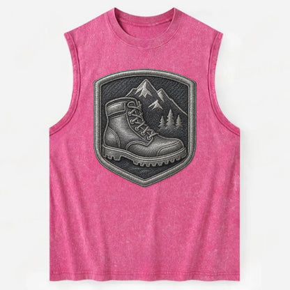 Hiking boots with mountain peak - hiker pride - Vintage Washed Tank - Pink