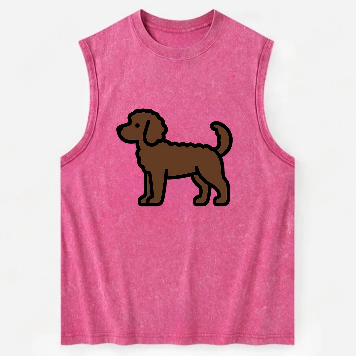 Labradoodle - Chocolate curly flat side profile - Vintage Washed Tank - Pink