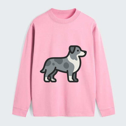 Australian Shepherd - Blue merle flat side profile - Classic Long Sleeve Shirt - Pink
