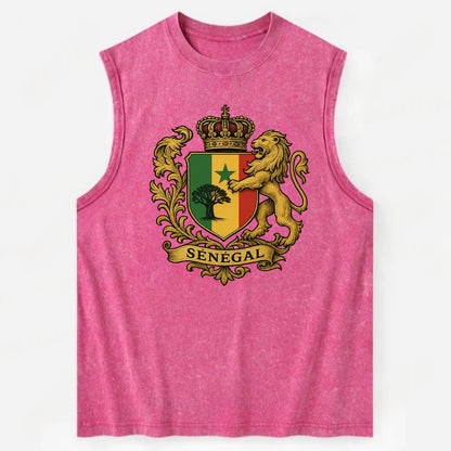 Senegal Lion Emblem  - Vintage Washed Tank - Pink