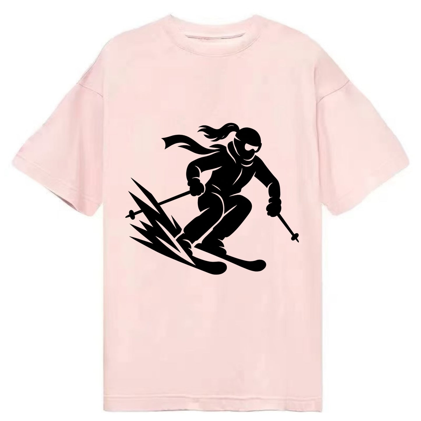 Skier carving down snowy slope - Classic T-shirt - Pink