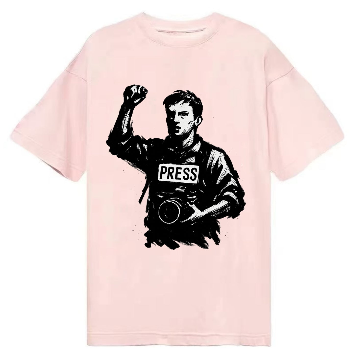 Journalist with camera - press freedom ink painting - Classic T-shirt - Pink