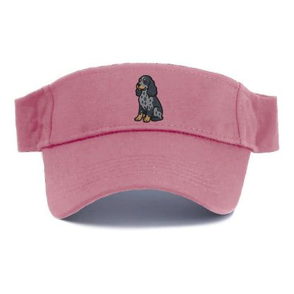 English Cocker Spaniel - Blue roan embroidered sitting pose - Visor - Pink