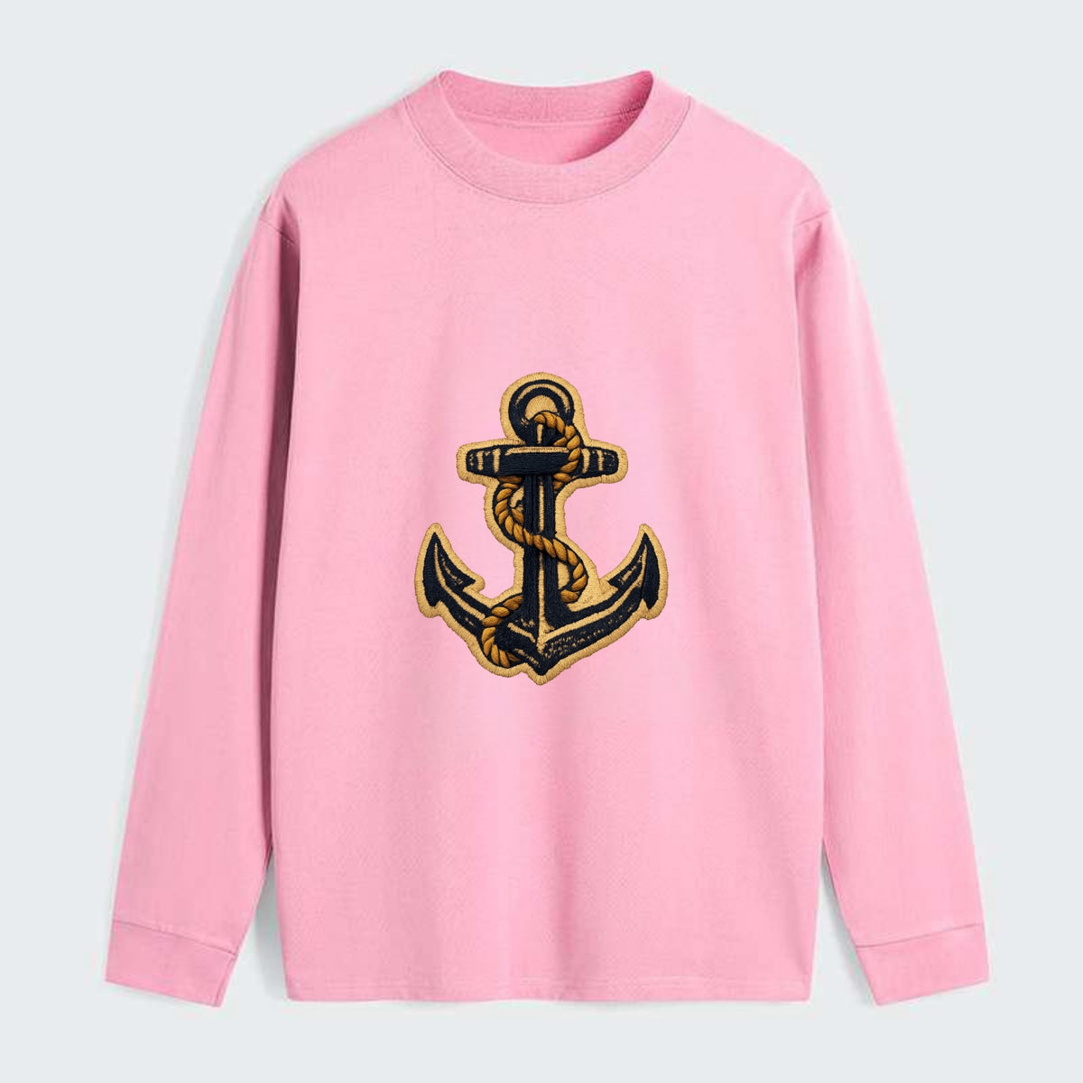 ANCHOR ROPE - classic anchor with rope in navy and gold , sailor - Classic Long Sleeve Shirt - Pink