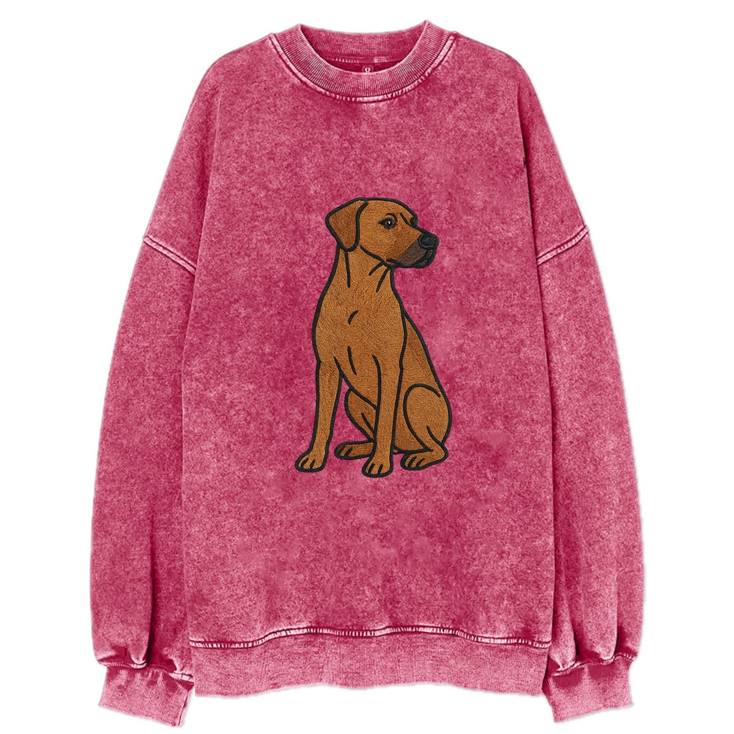 Rhodesian Ridgeback - Red wheaten embroidered pose - Vintage Sweatshirt - Pink