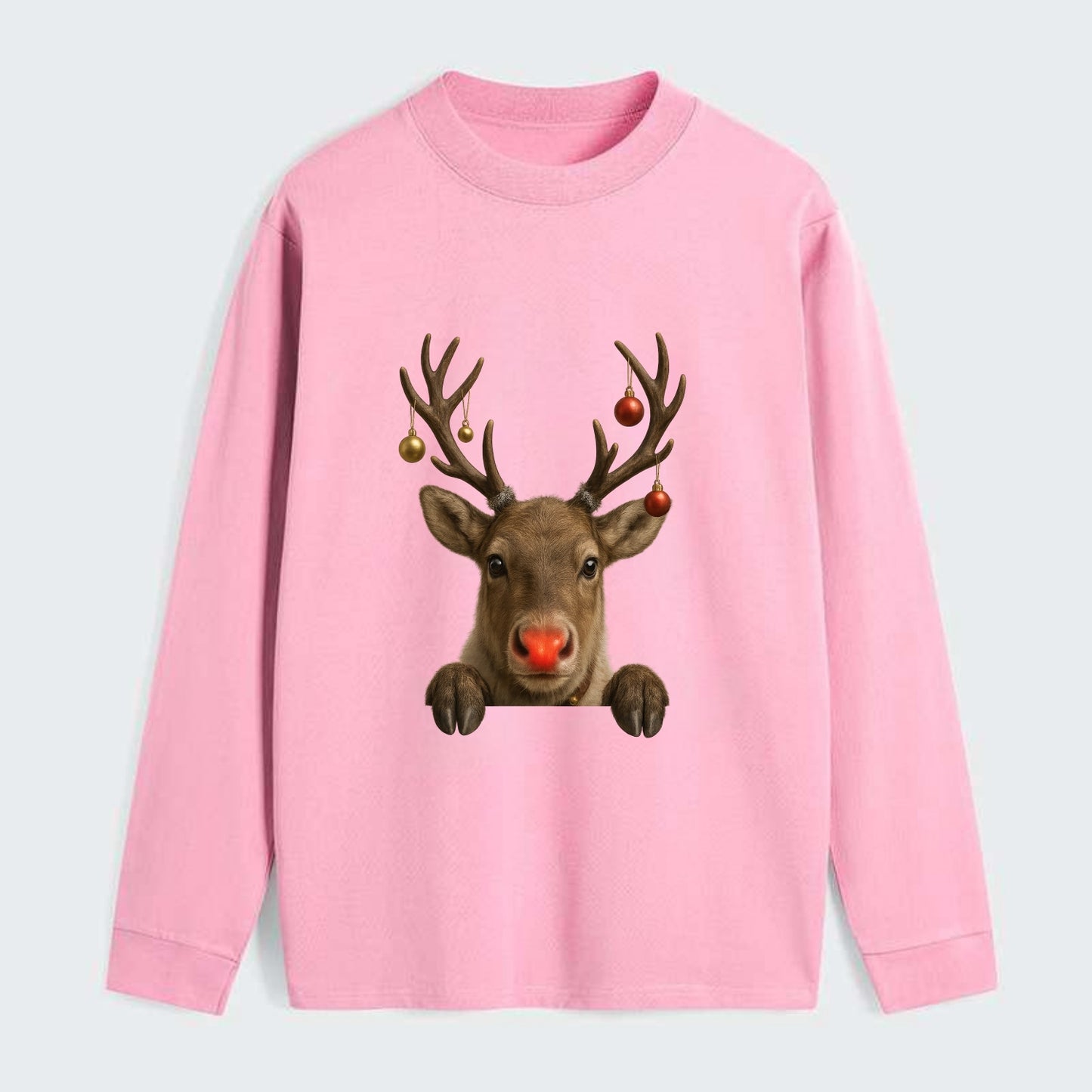 Christmas Reindeer  - Classic Long Sleeve Shirt - Pink