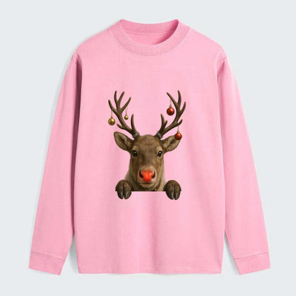 Christmas Reindeer  - Classic Long Sleeve Shirt - Pink