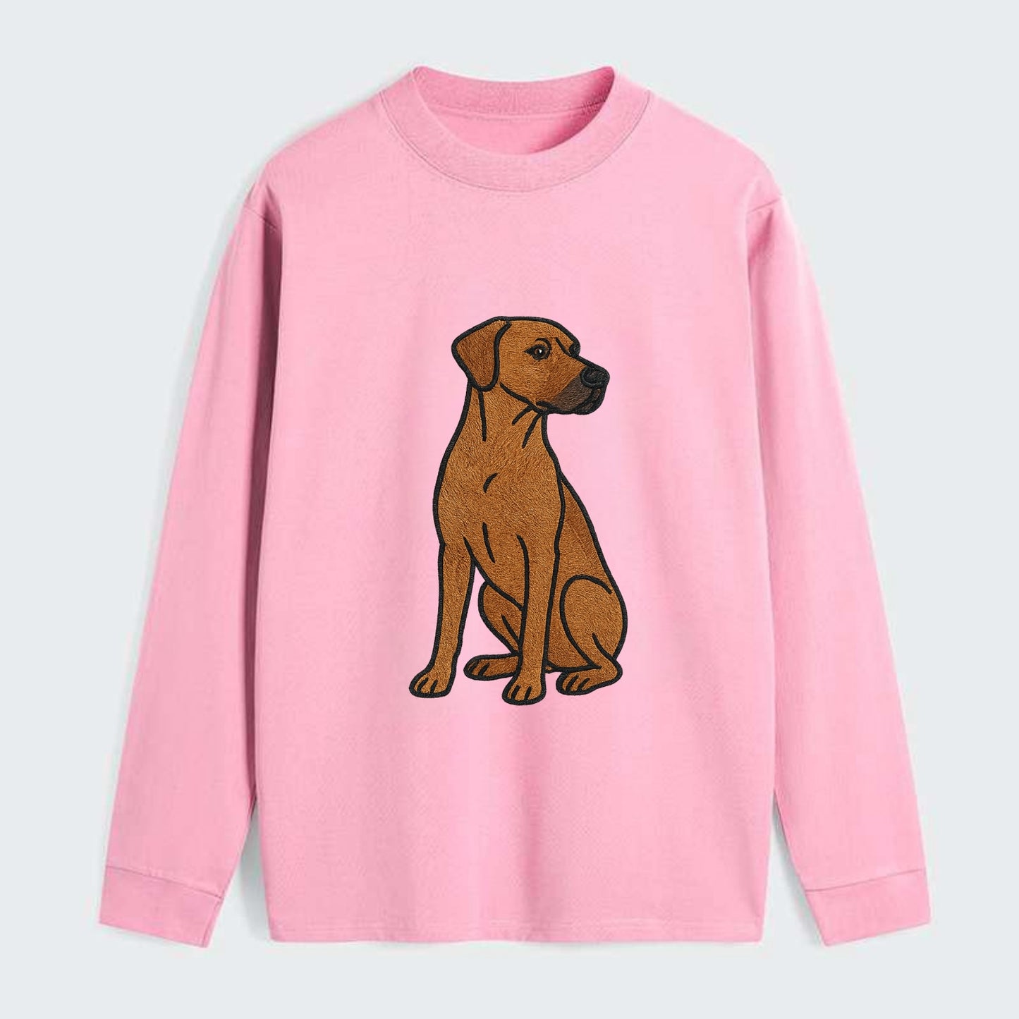 Rhodesian Ridgeback - Red wheaten embroidered pose - Classic Long Sleeve Shirt - Pink
