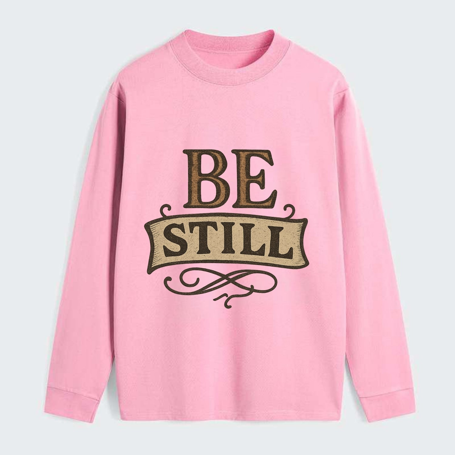 Bold typography design - "BE STILL" - quiet mind, meditation, inner - Classic Long Sleeve Shirt - Pink