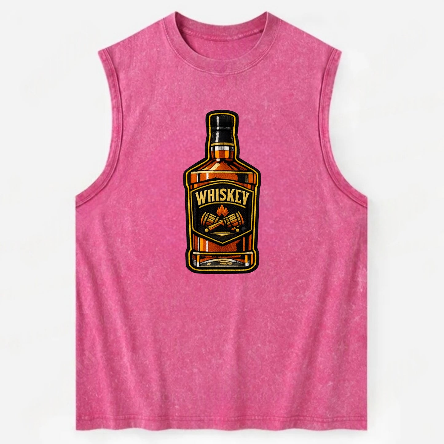 WHISKEY BOTTLE - bourbon bottle in amber and gold , spirits connoisseur - Vintage Washed Tank - Pink