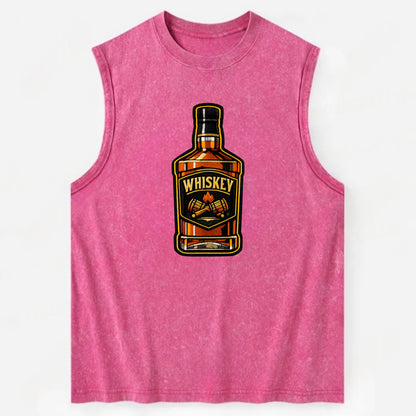 WHISKEY BOTTLE - bourbon bottle in amber and gold , spirits connoisseur - Vintage Washed Tank - Pink