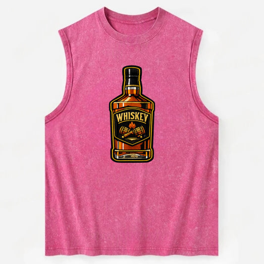 WHISKEY BOTTLE - bourbon bottle in amber and gold , spirits connoisseur - Vintage Washed Tank - Pink