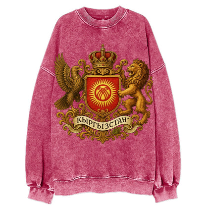 Kyrgyzstan Tunduk Emblem  - Vintage Sweatshirt - Pink