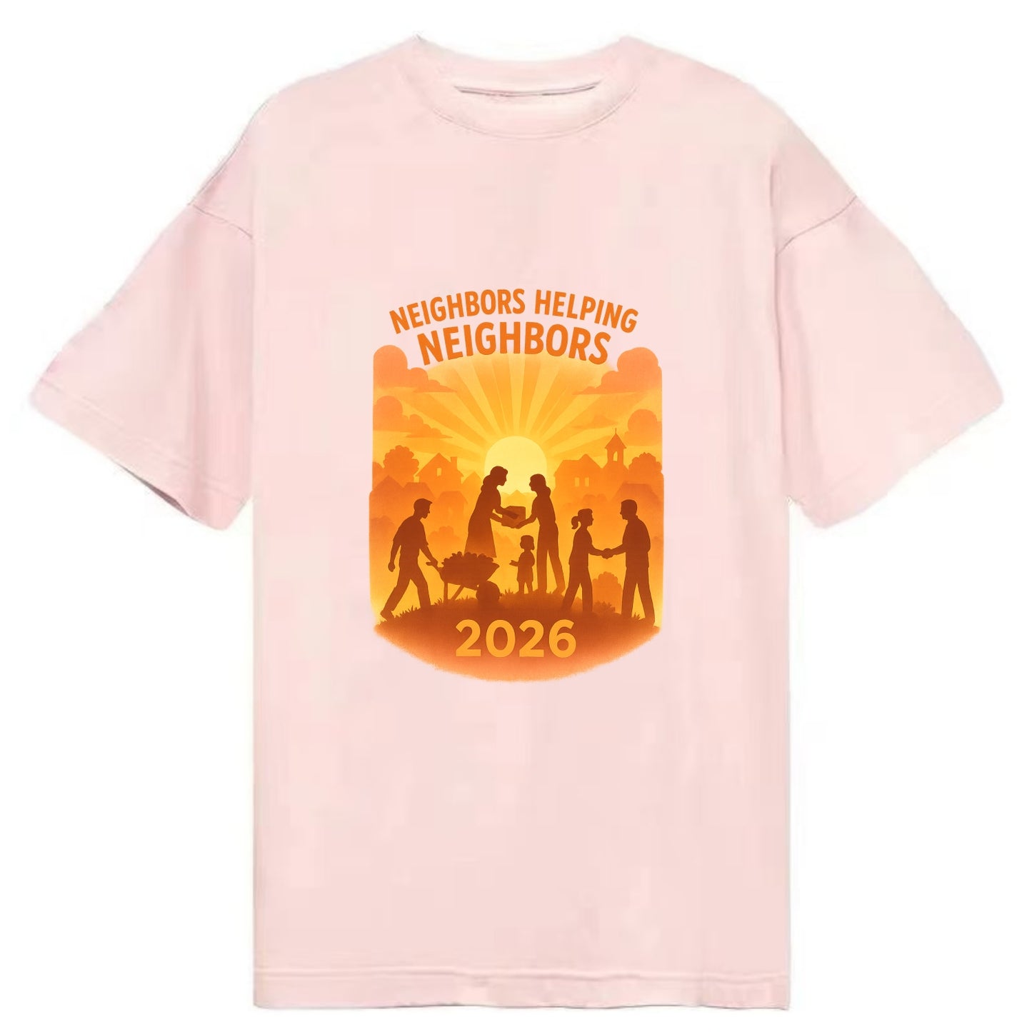 Local communities thriving with shared resources - "Neighbors Helping Neighbors" - Classic T-shirt - Pink