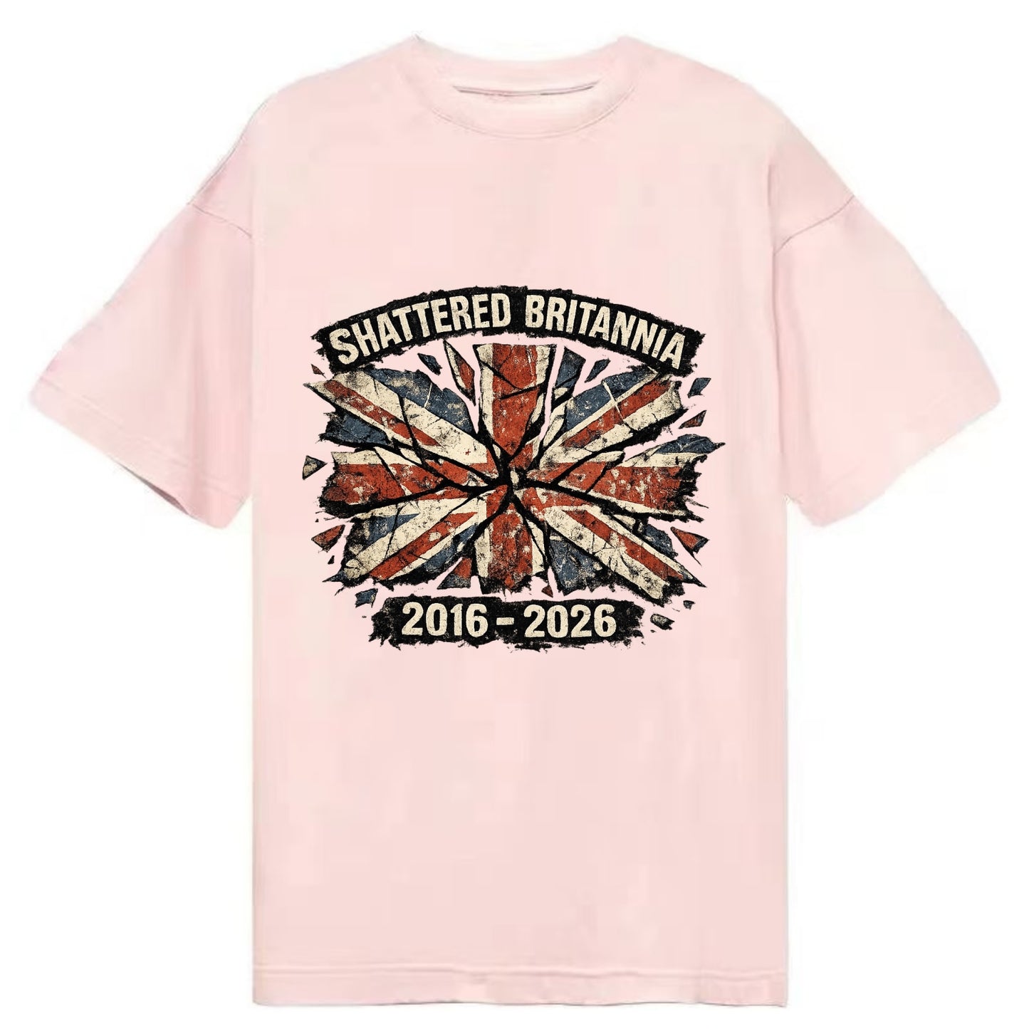SHATTERED BRITANNIA | Cracked broken Union Jack | Fragmented glass effect | - Classic T-shirt - Pink
