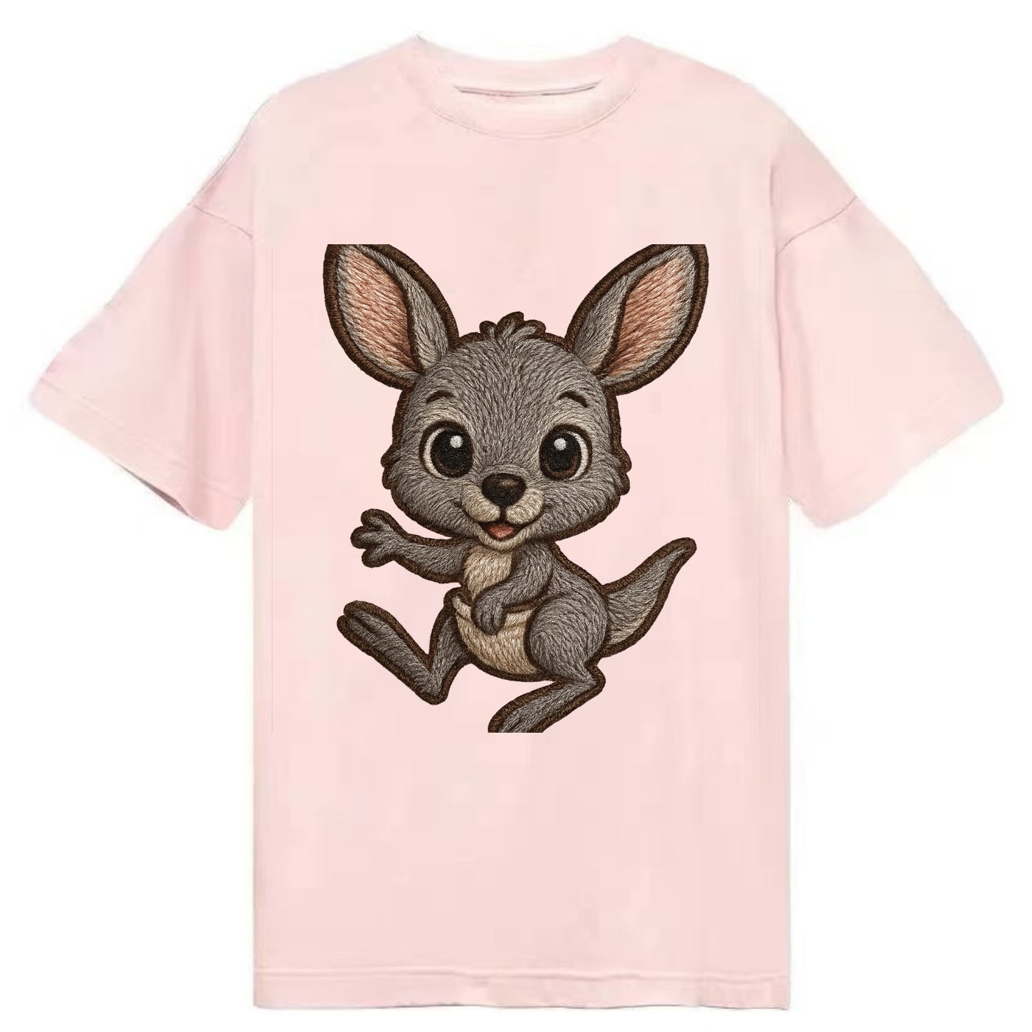 Baby Kangaroo Joey - gray fur, large ears, in pouch peek, bright eyes, - Classic T-shirt - Pink