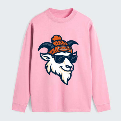 Denver Mountain Goat wearing Broncos beanie with Mile High patch and - Classic Long Sleeve Shirt - Pink