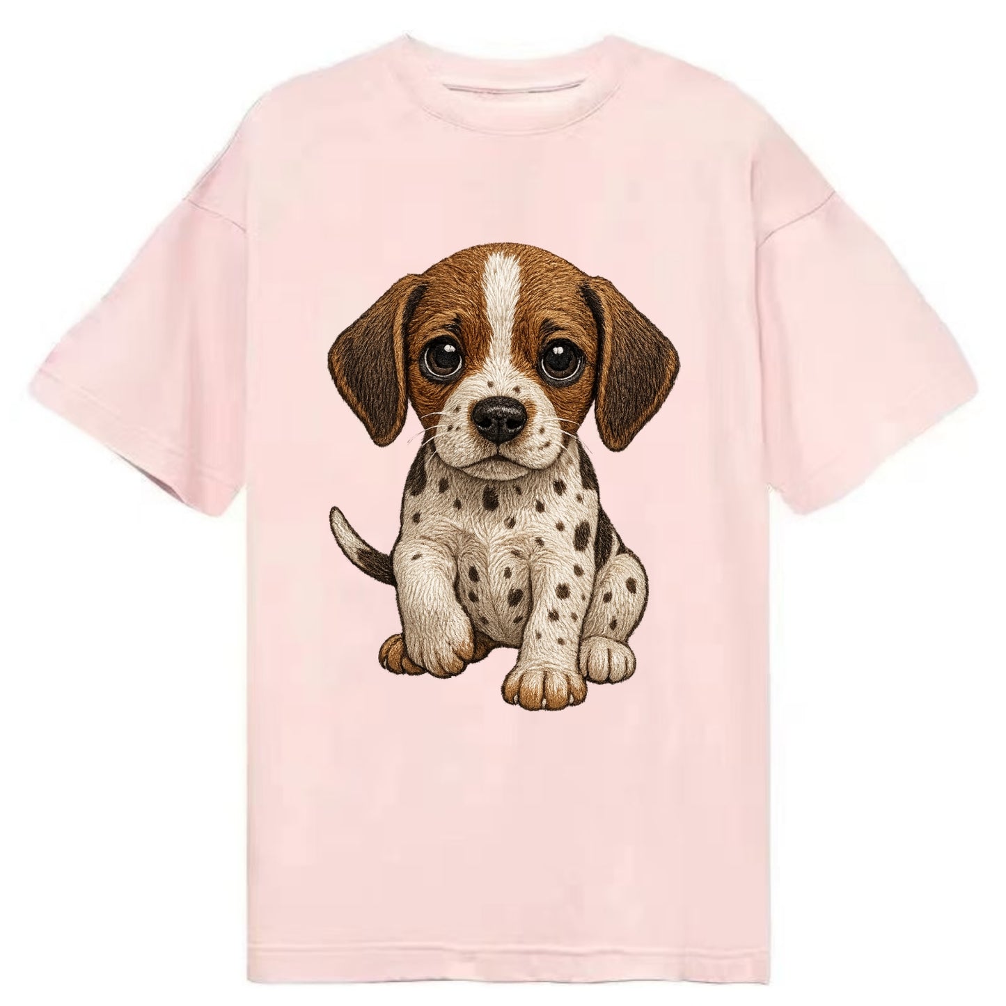 Baby Pointer Puppy - spotted coat, noble stance, alert eyes, front-facing, - Classic T-shirt - Pink