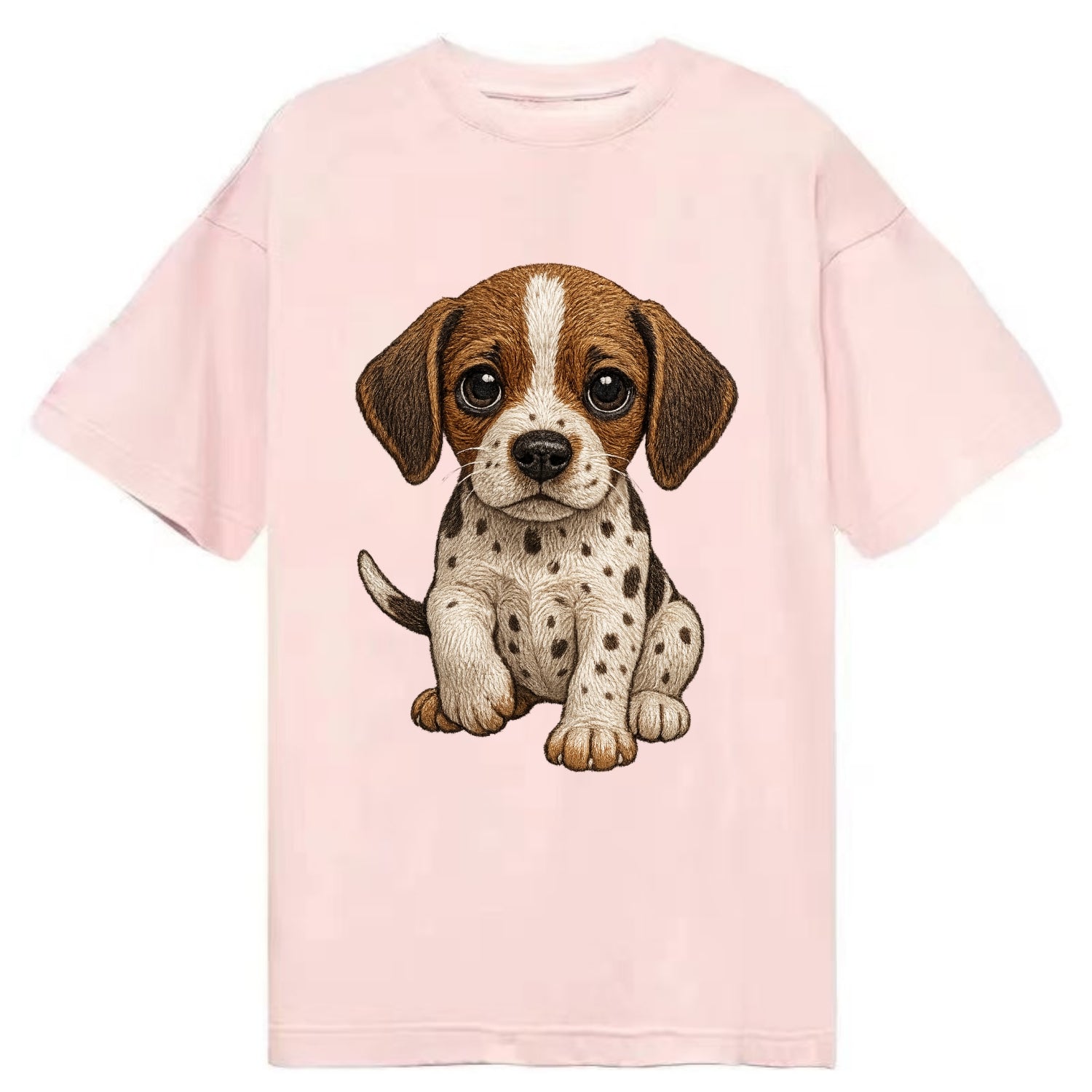 Baby Pointer Puppy - spotted coat, noble stance, alert eyes, front-facing, - Classic T-shirt - Pink