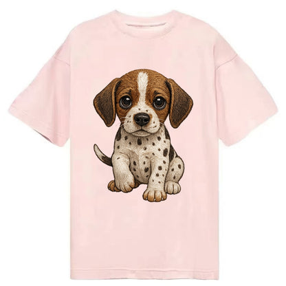 Baby Pointer Puppy - spotted coat, noble stance, alert eyes, front-facing, - Classic T-shirt - Pink